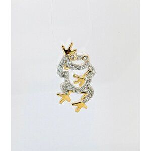 Brand New Sterling Silver Shiny Topaz Two-Tone Frog Motif Petite Pendant Charm